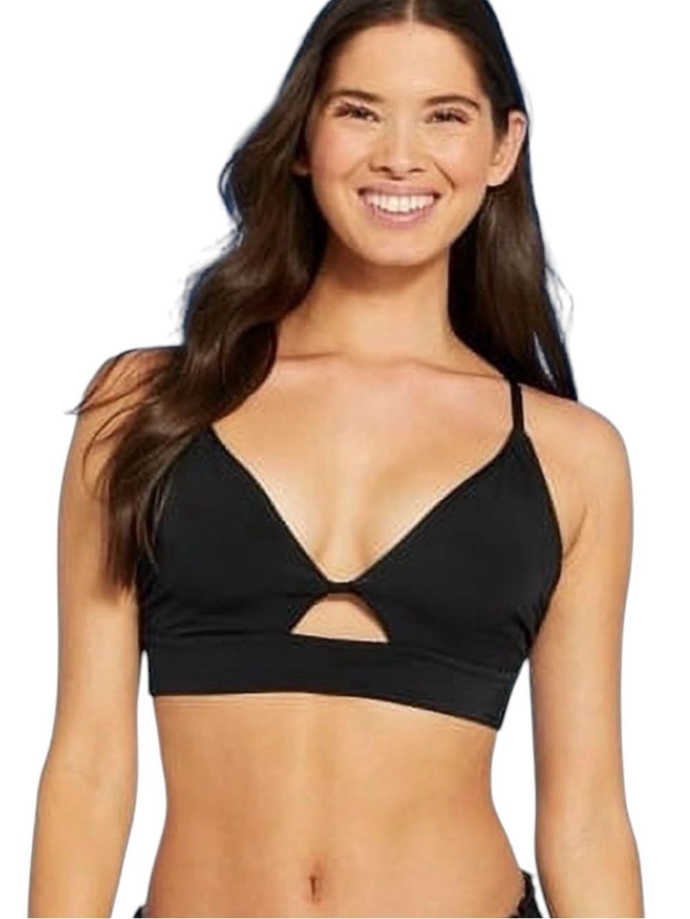 Shade & Shore Black Keyhole Underwire Bikini Top. 36DD